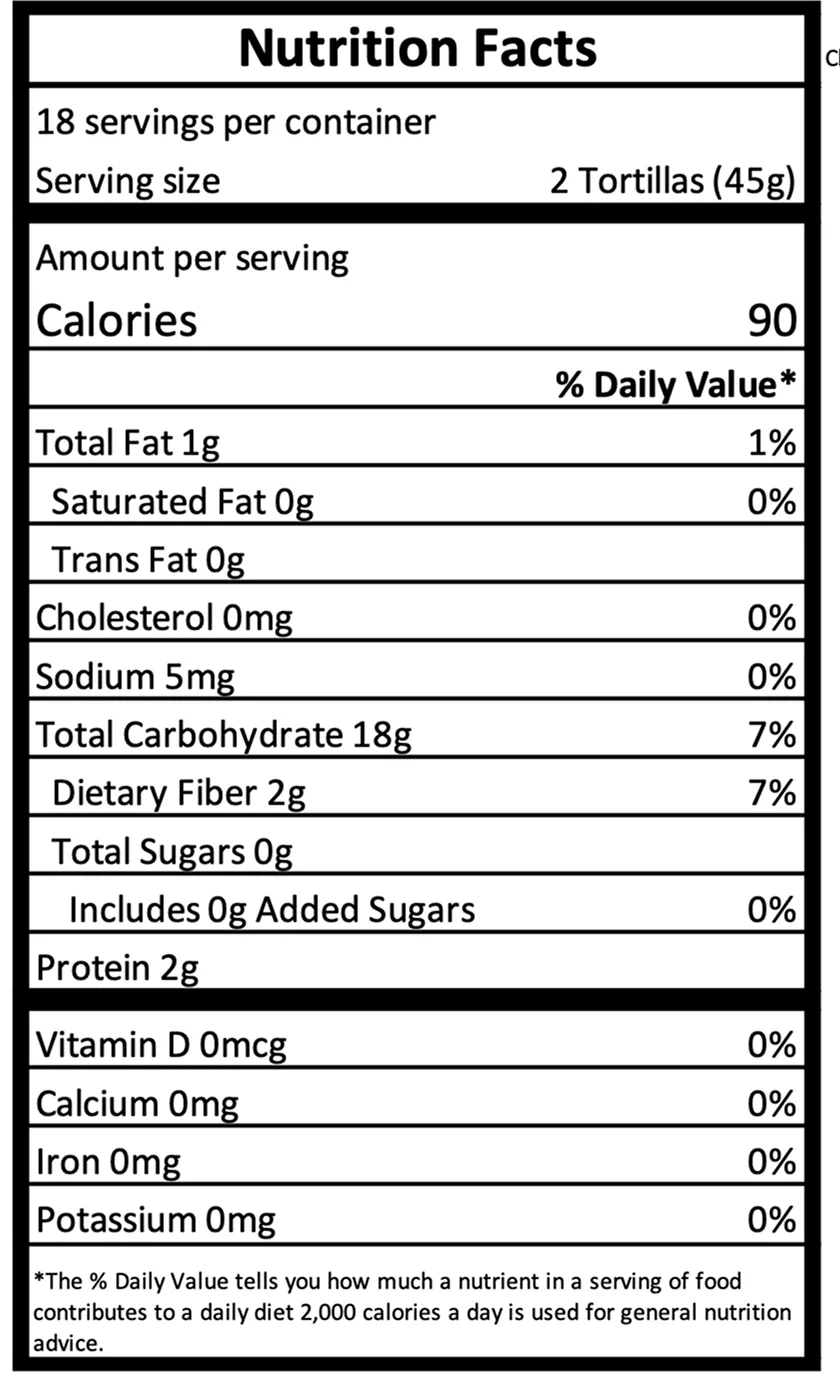 Orange Enchilada Corn Tortillas - Nutrition Facts