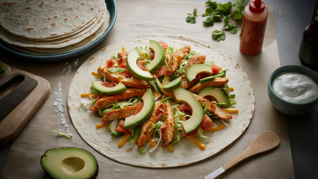 12" burrito tortilla with filling