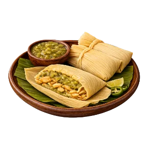 Chicken Tamales in Green Salsa